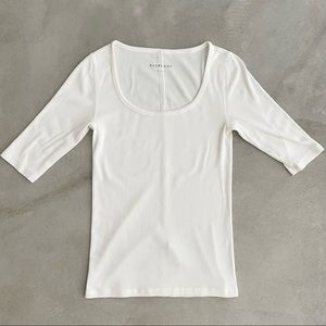 White Everlane Pima Micro-Rib Scoop Neck Tee Small